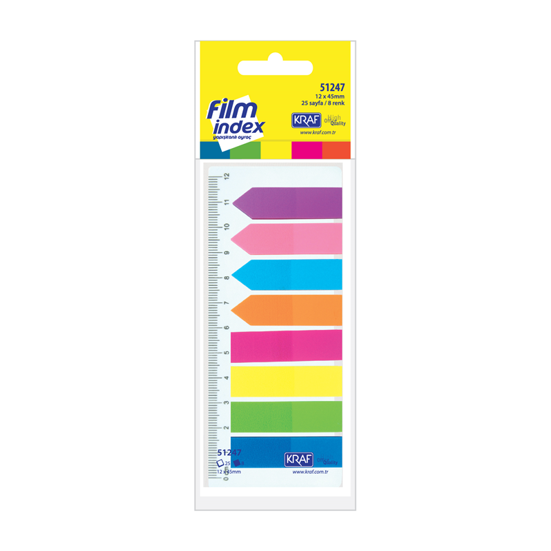 KRAF INDEX FILM (PP) 12x45MM BAYRAK & OK 8 RENK X 25 YP 51247