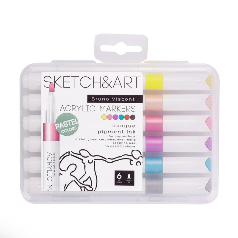 BRUNO VISCONTI SKETCH & ART AKRİLİK MARKER 6 RENK PASTEL RENKLER 22-0128