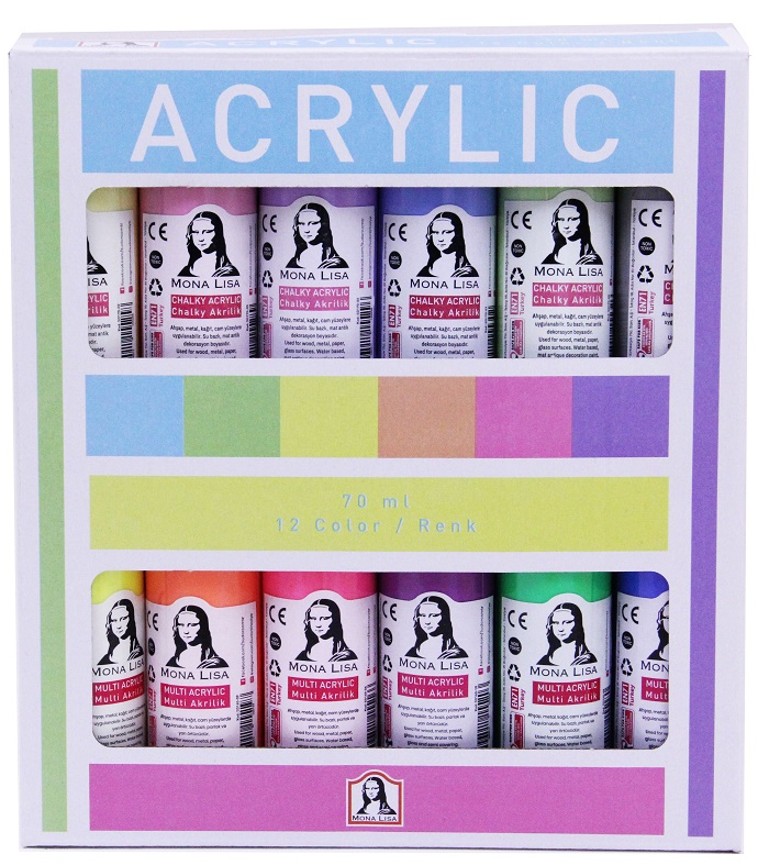 SÜDOR AKRİLİK BOYA SET MONALISA 12x70ML CHALK NEON SD150-X17