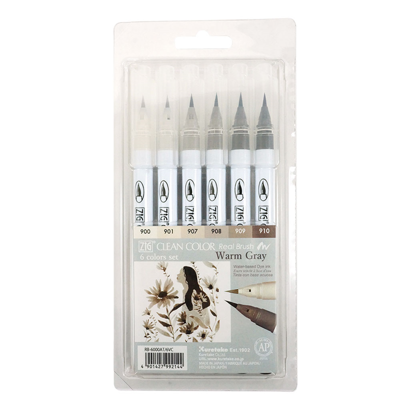 ZIG CLEAN COLOR REAL BRUSH RB-6000AT/ 6VC 6LI WARM GRAY