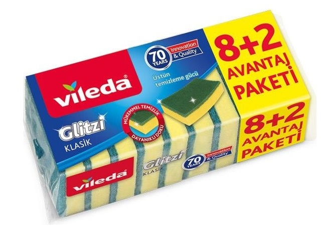 VİLEDA KLASİK YEŞİL SÜNGER DÜZ 8+2 Lİ 161919