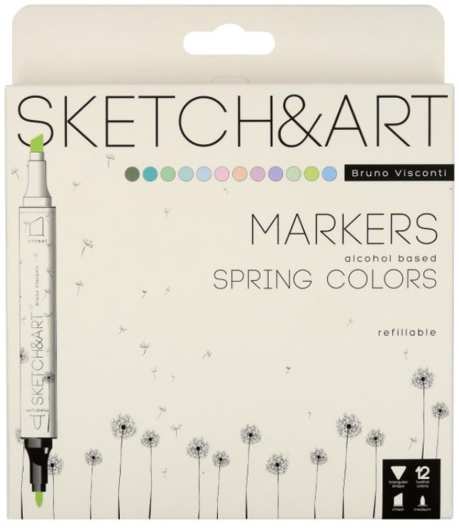 BRUNO VISCONTI TWIN MARKER SKETCH & ART 12 RENK BAHAR PEYZAJI 22-0076/08