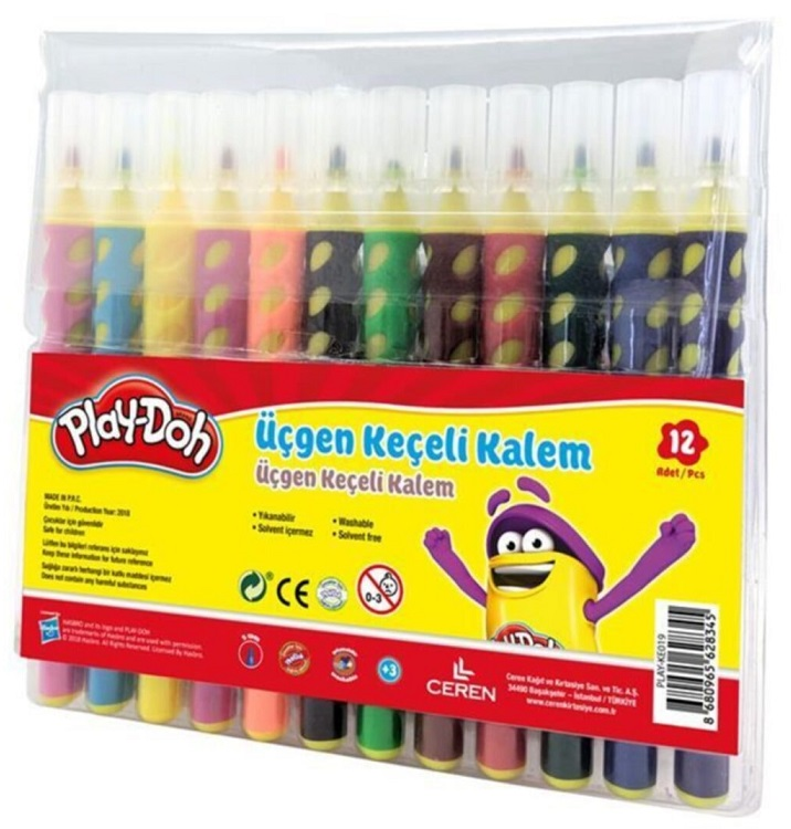 PLAY-DOH KEÇELİ KALEM FIRÇA UÇLU 12 RENK ÜÇGEN KE018