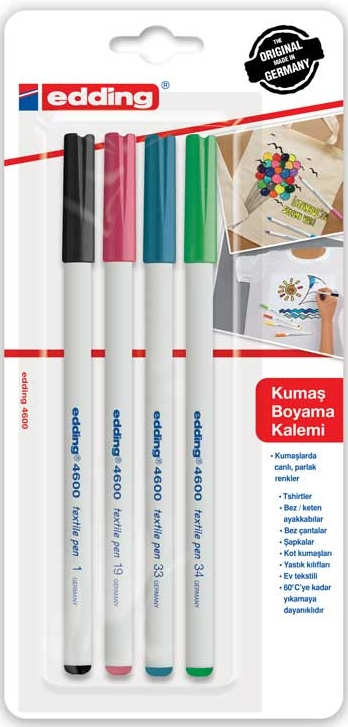 EDDING T-SHIRT KALEMİ E-4600 4 LÜ PASTEL RENKLER