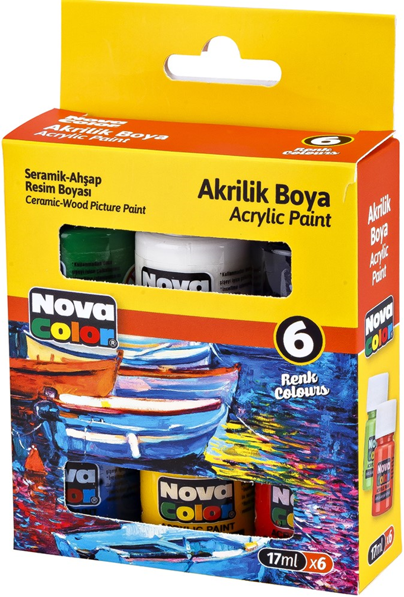 NOVA COLOR AKRİLİK BOYA ŞİŞE 17 ML 6 LI NC-2006