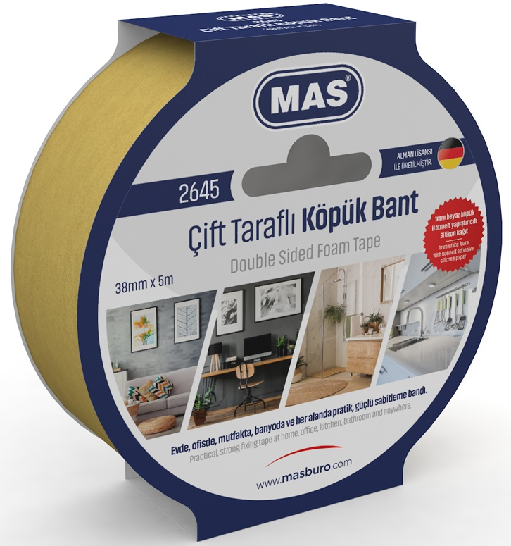 MAS ÇİFT TARAFLI KÖPÜK BANT 38MM X 5M 2645