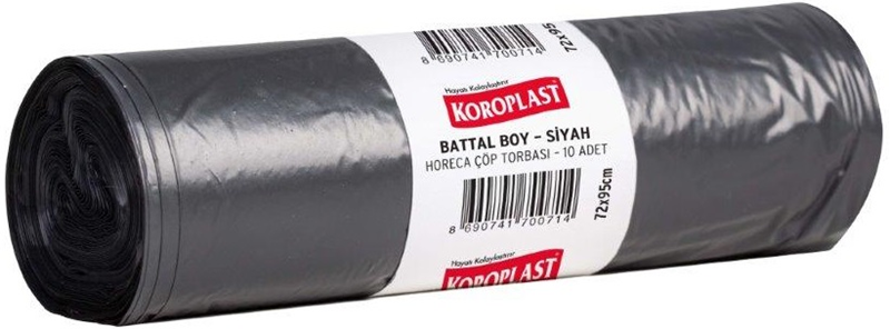 KOROPLAST ÇÖP TORBASI HORECA BATTAL SİYAH 72x95 210 GR 10 LU 30 MİC. ST01500478