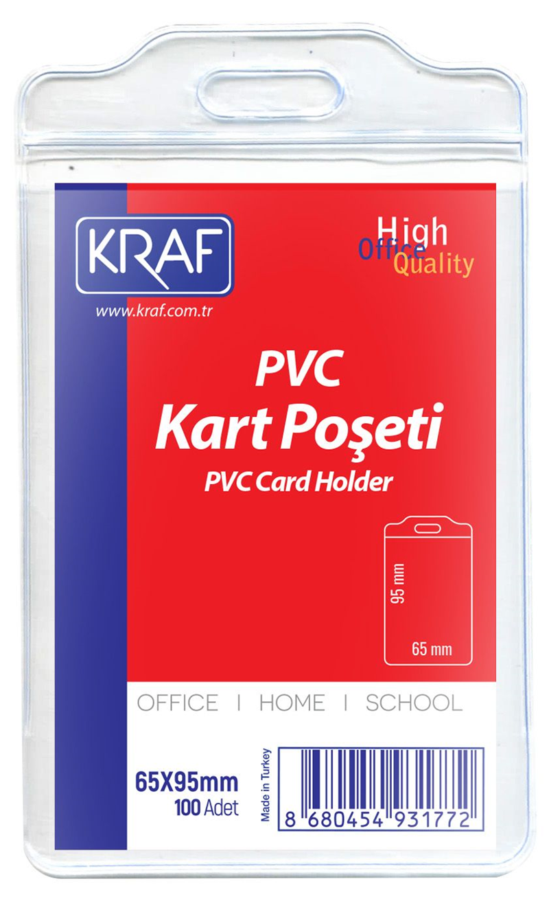 KRAF KART POŞETİ PVC 65x95mm DİKEY 100 LÜ