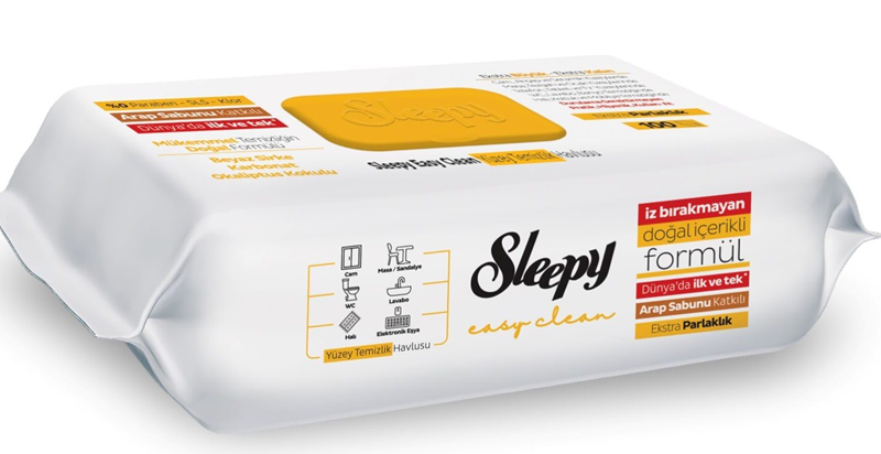 SLEEPY EASY CLEAN YÜZEY TEMİZLİK HAVLUSU 100 LÜ ARAP SABUNU KATKILI (TURUNCU)