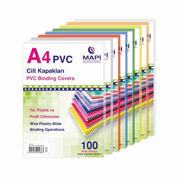 MAPİ CİLT KAPAĞI PVC A4 160 MİC. ŞEFFAF 100 LÜ 2040250