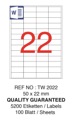 TANEX LASER ETİKET TW-2022 50 X 22 MM 100 LÜ