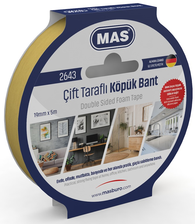 MAS ÇİFT TARAFLI KÖPÜK BANT 19MM X 5M 2643