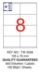 TANEX LASER ETİKET TW-2208 105 X 70 MM ( 8 ) 100 LÜ