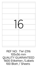 TANEX LASER ETİKET TW-2316 105 X 36 MM 100 LÜ