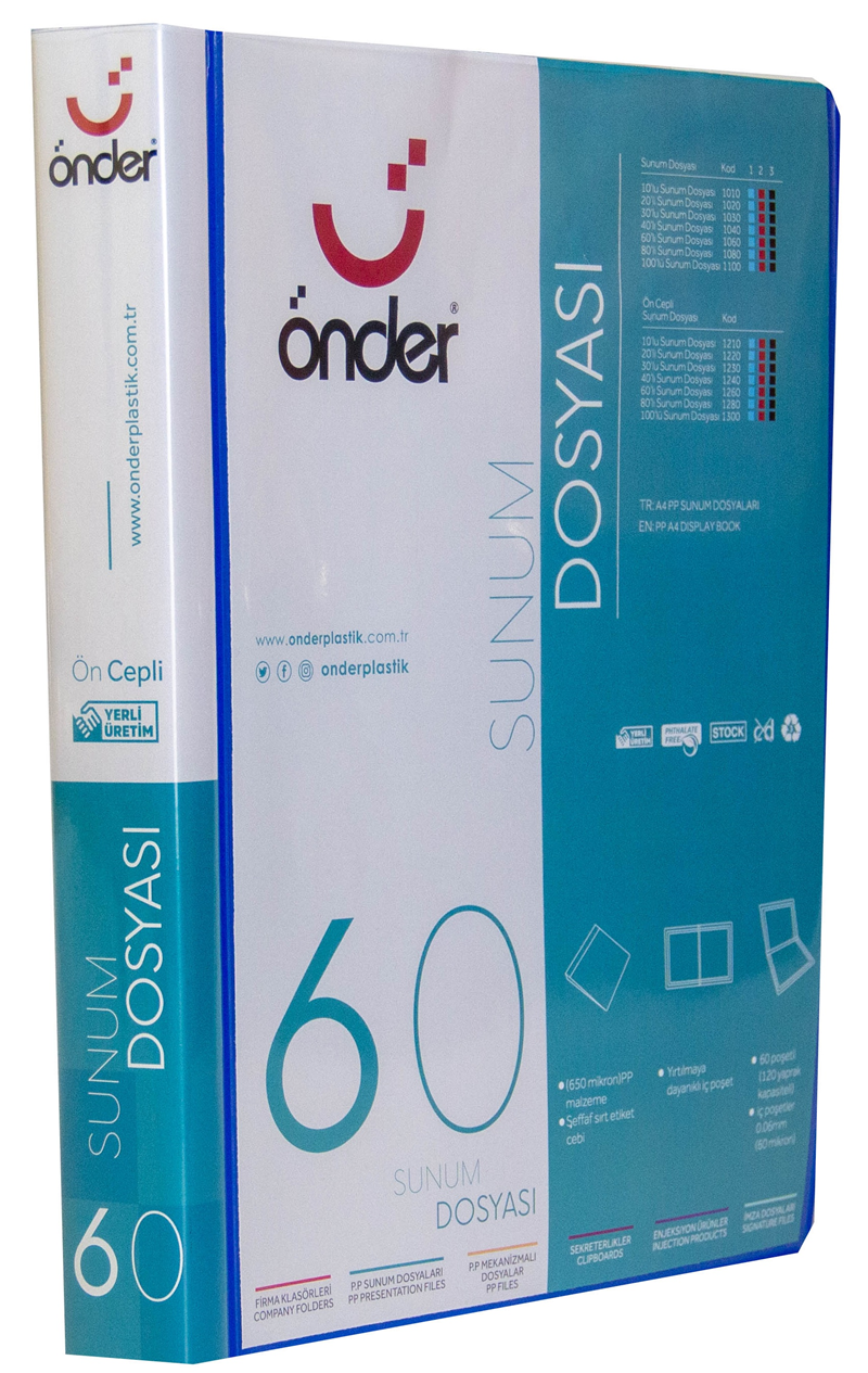 ÖNDER SUNUM DOSYASI PP A4 ÖNCEPLİ 60 LI MAVİ 1260-1