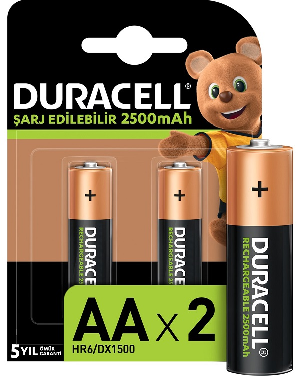 DURACELL PİL ŞARJLI 2 Lİ AA KALEM 2500MAH