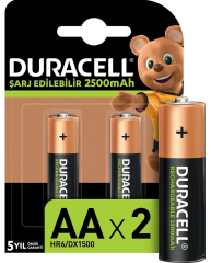 DURACELL PİL ŞARJLI 2 Lİ AA KALEM 2500MAH