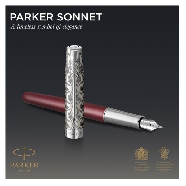 PARKER DOLMA KALEM SONNET CT METAL KIRMIZI 18K F UÇ 2119650