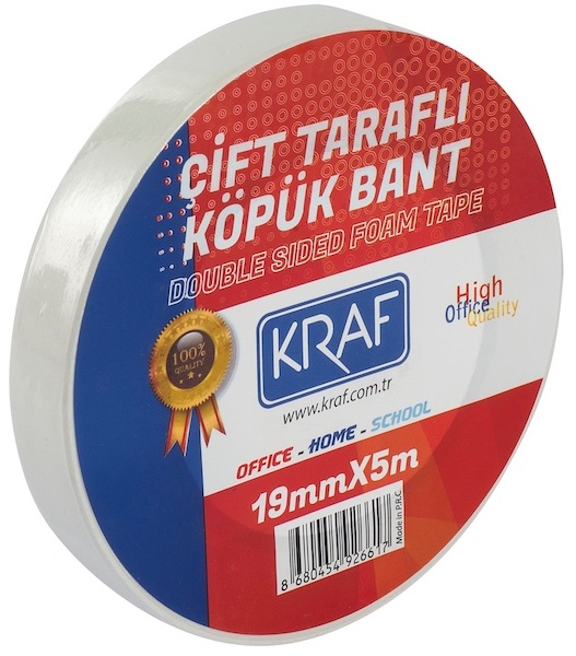KRAF ÇİFT TARAFLI KÖPÜK BANT 19m x 5m 5019G