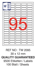 TANEX LASER ETİKET TW-2095 30 X 12 MM ( 95 ) 100 LÜ