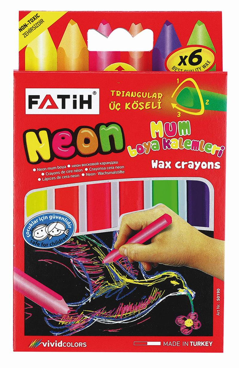 FATİH CRAYON BOYA 6 RENK NEON JUMBO 50190