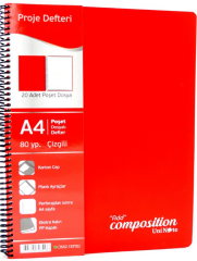 ÇINAR DEFTER A4 COMPOSITION PROJE SPİRALLİ PP KAPAK 80 YP. ÇİZGİLİ 72851