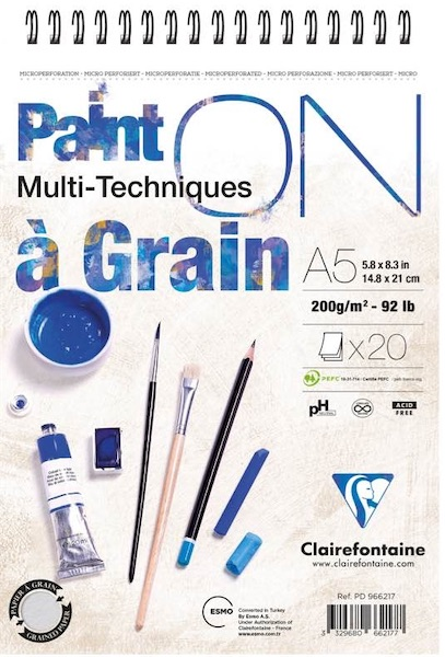 CLAIREFONTAINE RESİM ve ÇİZİM BLOĞU PAINT-ON A GRAIN SPİRALLİ A5 200 GR 20 YP PD966217