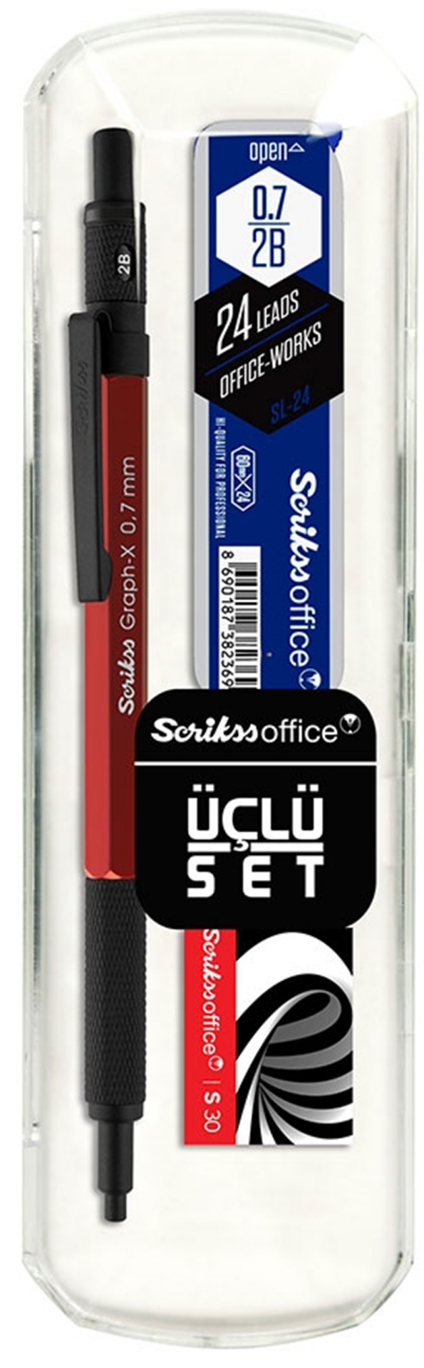 SCRIKSS VERSATİL KALEM GRAPH-X 0.7 KIRMIZI 3 LÜ SET