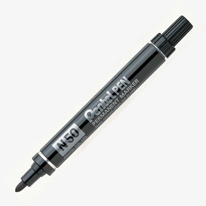 PENTEL PERMANENT MARKÖR N50 YUVARLAK UÇ METAL GÖVDE SİYAH Y N50-A