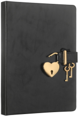 VJ DEFTER HUSH HUSH KİLİTLİ METALİK KUTULU 13x18 Cm. 80 Gr. 160 YP. DÜZ SİYAH 4404