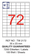 TANEX LASER ETİKET TW-2172 35 X 23 MM ( 72 ) 100 LÜ