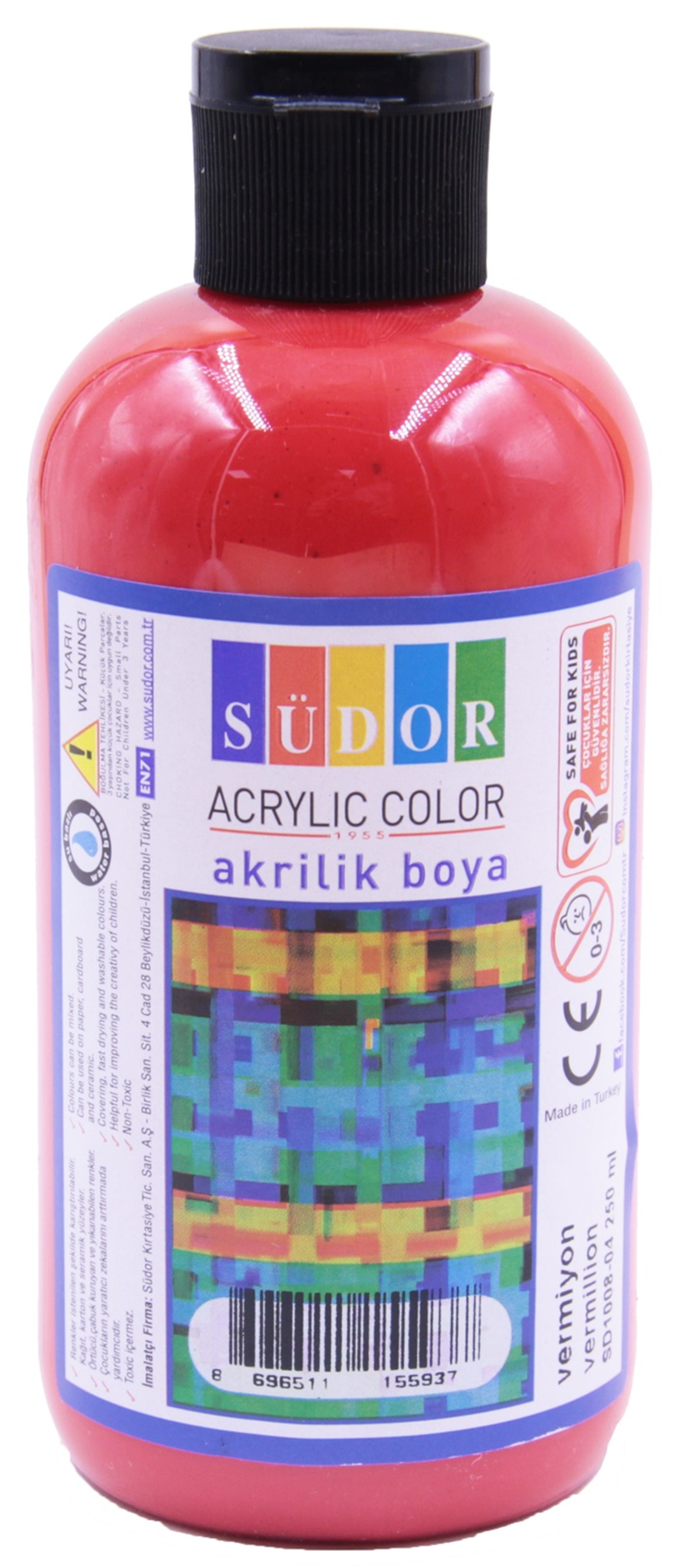 SÜDOR AKRİLİK BOYA 250 ML VERMİYON SD1008-04