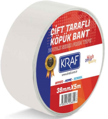 KRAF ÇİFT TARAFLI KÖPÜK BANT 38mm X5m 5038G