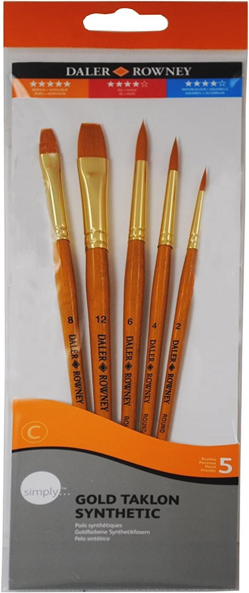 DALER ROWNEY FIRÇA SETİ SIMPLY SERİSİ GOLD TAKLON 5 Lİ SET-3 216920502