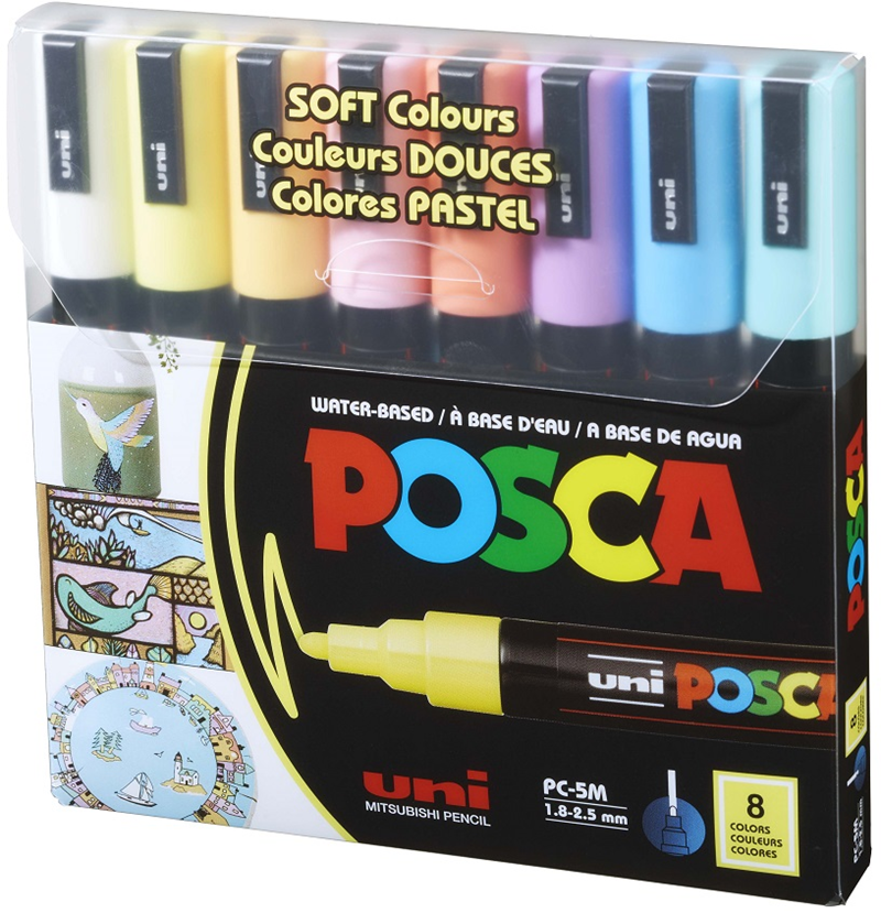 UNİ POSTER MARKÖRÜ POSCA 1.8-2.5 PC-5M/8C SC SOFT RENK 8 Lİ