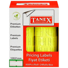 TANEX MOTEX ETİKET 12X21 FLORASAN SARI 800 LÜ