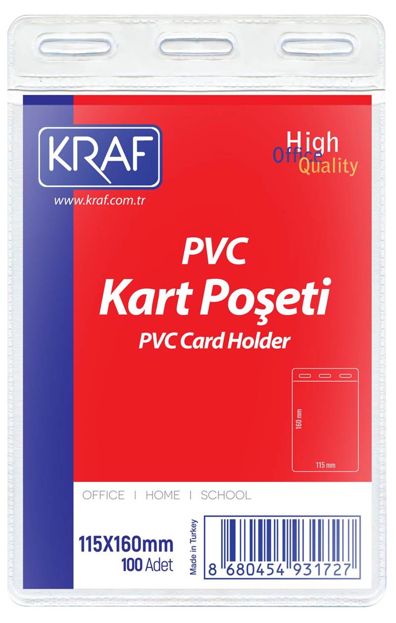 KRAF KART POŞETİ PVC 115x160mm 100 LÜ
