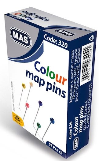 MAS TOPLU İĞNE RENKLİ BAŞLI 32 MM 320