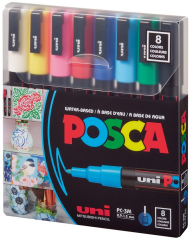 UNİ POSTER MARKÖRÜ POSCA 0.9-1.3 PC-3M/8C ANA RENK 8 Lİ