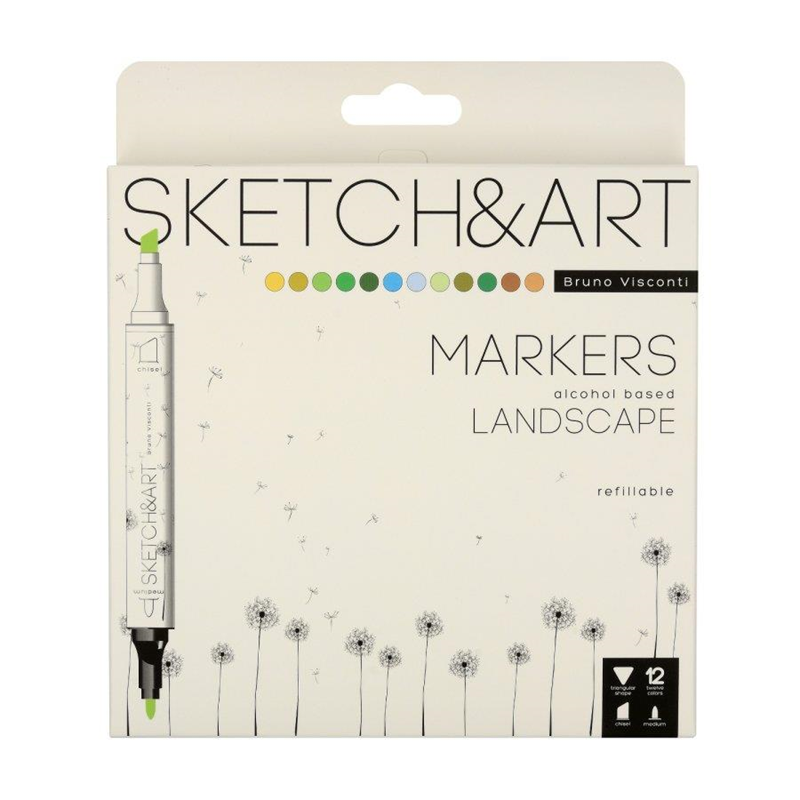 BRUNO VISCONTI TWIN MARKER SKETCH & ART 12 RENK ORMAN 22-0076/10