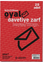 OYAL ZARF DAVETİYE 16.2x22.9 110 GR POŞETLİ BEYAZ 25 Lİ 30007522