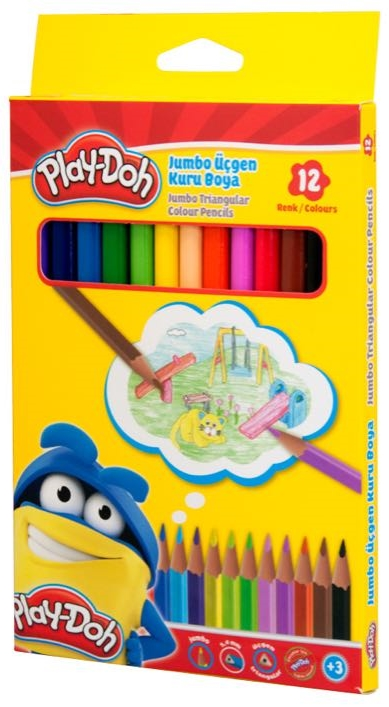 PLAY-DOH KURU BOYA 12 RENK JUMBO ÜÇGEN  PLAY-KU008