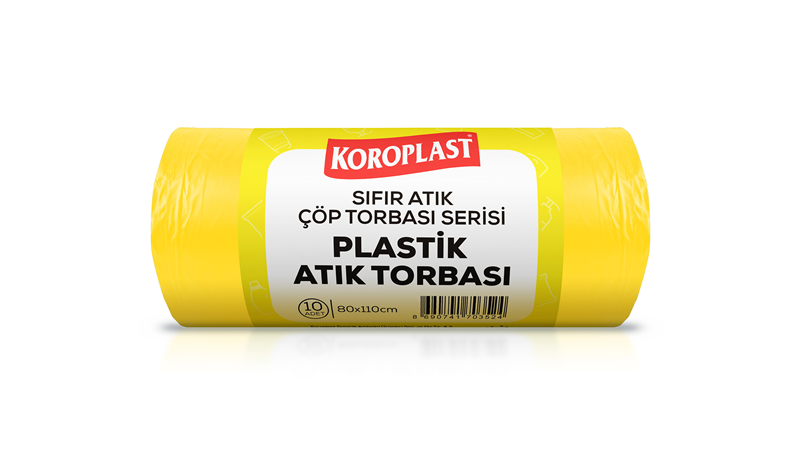 KOROPLAST ÇÖP TORBASI SIFIR ATIK PLASTİK ATIKLARI SARI JUMBO 80x110 440 GR 10 LU 27 MİC. ST01500533