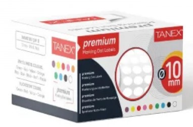 TANEX NOKTA ETİKETİ 10 MM 5000 Lİ BEYAZ TEKLİ KUTU