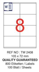TANEX LASER ETİKET TW-2408 105 X 72 MM ( 8 ) 100 LÜ