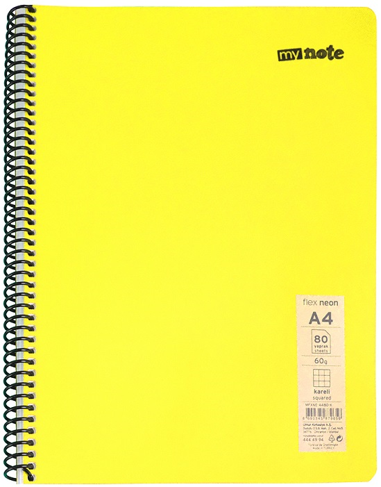 MYNOTE DEFTER FLEX NEO PP KAPAK SPİRALLİ A4 60 YP ÇİZGİLİ MFXNE-A460-Ç