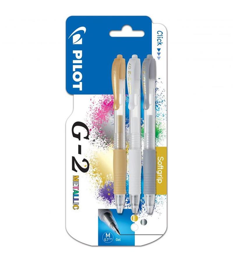 PILOT JEL KALEM G2 MEKANİZMALI 0.7 3 LÜ KARIŞIK METALİK RENK BL-G2-7-3-MET