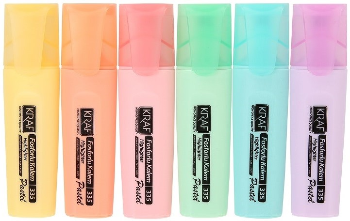 335 Pastel Renkler 6'lı Fosforlu Kalem