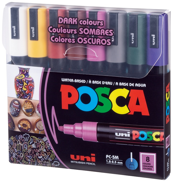 UNİ POSTER MARKÖRÜ POSCA 1.8-2.5 PC-5M/8C DC KOYU RENK 8 Lİ