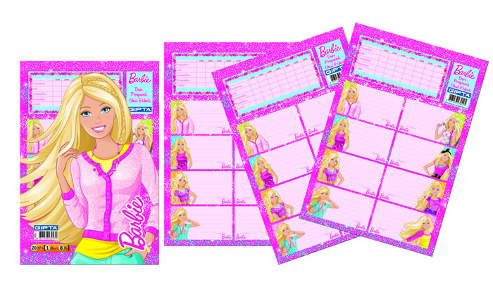 GIPTA OKUL ETİKETİ BARBIE DERS PROGRAMLI 16x24 3 YP. 5460